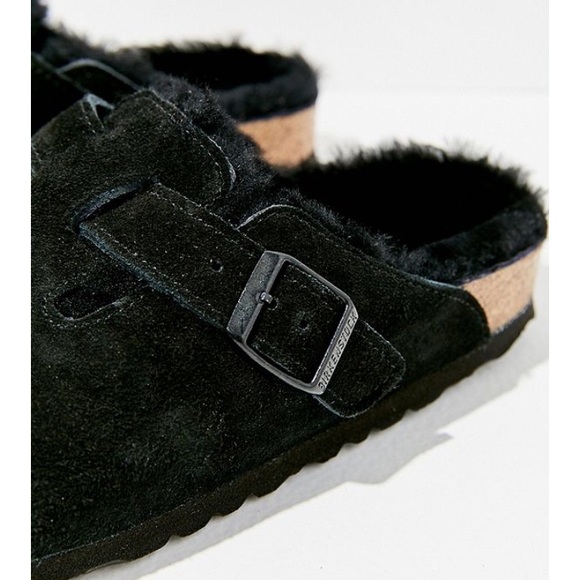 black fur birkenstocks